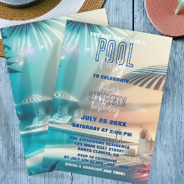 Dreamy Summer Fun Pool Party Geburtstagsfeier Einladung