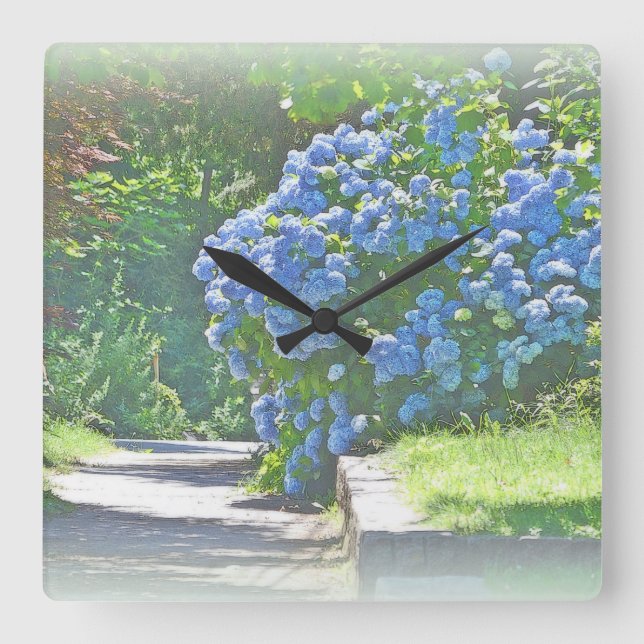 Dreamy Summer Hydrangeas Quadratische Wanduhr (Vorderseite)