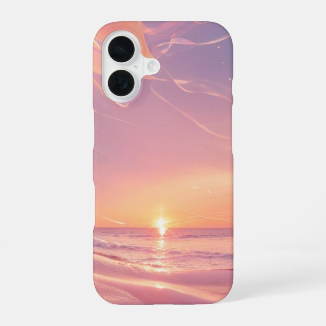 Dreamy Sunset Beach & Stardust Phone Case iPhone 16 Hülle (Rückseite)