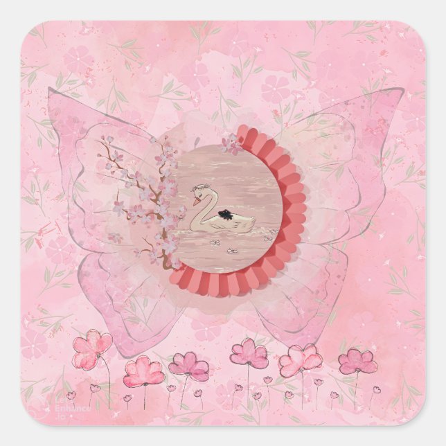 Dreamy Swan Sticker (Vorderseite)