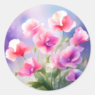 Dreamy Sweet Pea Blossom Runder Aufkleber