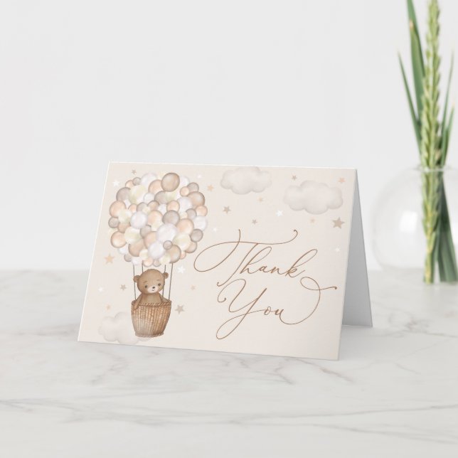 Dreamy Teddy Bären & Hot Air Ballon Danke Karte (Vorderseite)