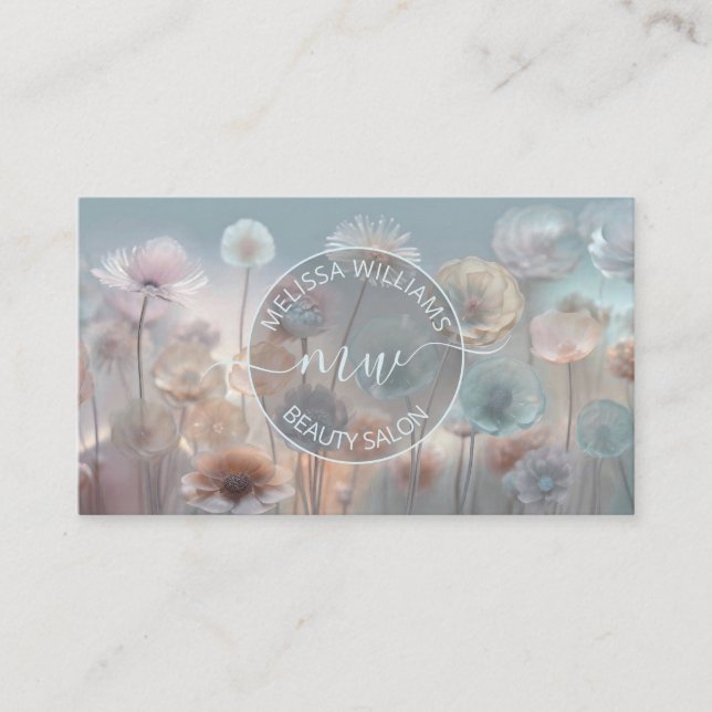 Dreamy Transparent Flowers Logo Visitenkarte (Vorderseite)