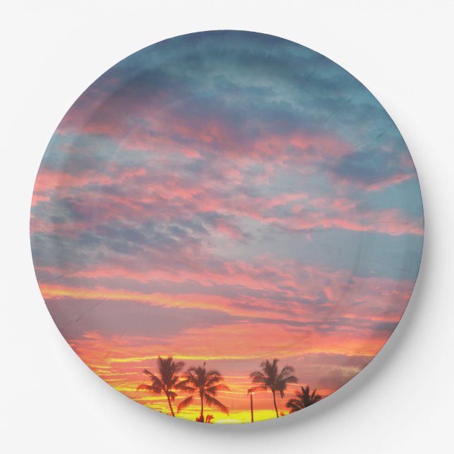 Dreamy Tropical Sunset Pappteller (Vorderseite)