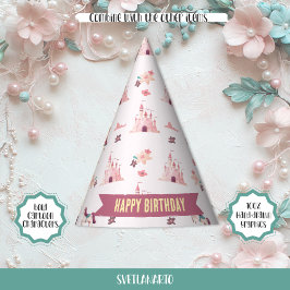 Dreamy Unicorn and Castles Paper Party Hat Partyhütchen