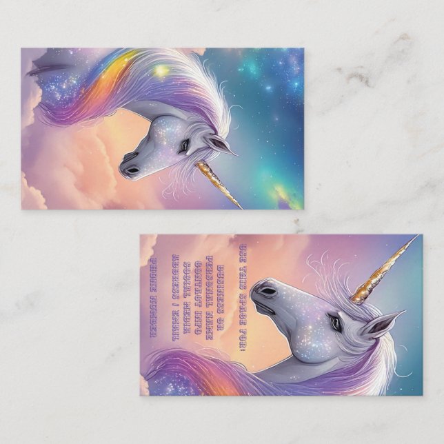 Dreamy Unicorn Glitter Pastel Galaxy Cosmic Clouds Visitenkarte (Vorne/Hinten)