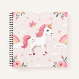 Dreamy Unicorns, Regenbogen, Blume, Girl Notizbuch