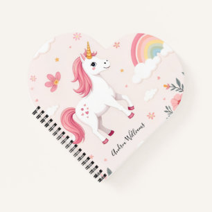 Dreamy Unicorns, Regenbogen, Blume, Herz Notizbuch