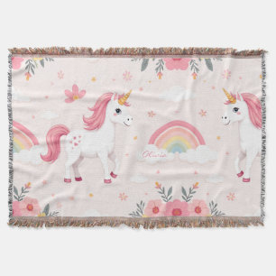 Dreamy Unicorns, Regenbogen, Blume, Niedlich Decke