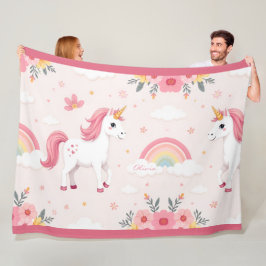 Dreamy Unicorns, Regenbogen, Blume, Niedlich Fleecedecke