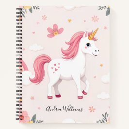 Dreamy Unicorns, Regenbogen, Blume, Niedlich Notizbuch
