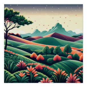 Dreamy Van Gogh Inspirierte Landschaft Poster