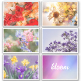Dreamy vibrant spring floral sticker set sheet