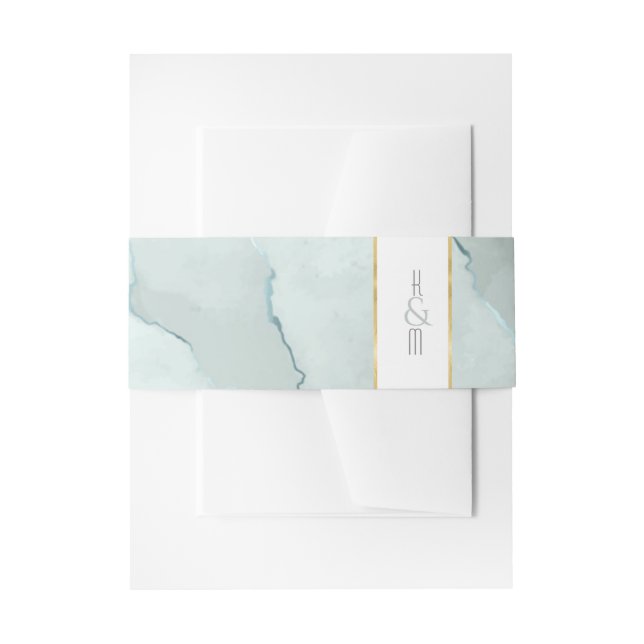 Dreamy Watercolor Abstrakt Wedding Green/Bl ID817 Einladungsbanderole (Vorderseite Beispiel)