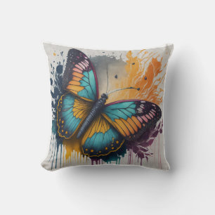Dreamy Watercolor Butterfly Pillow Design Kissen