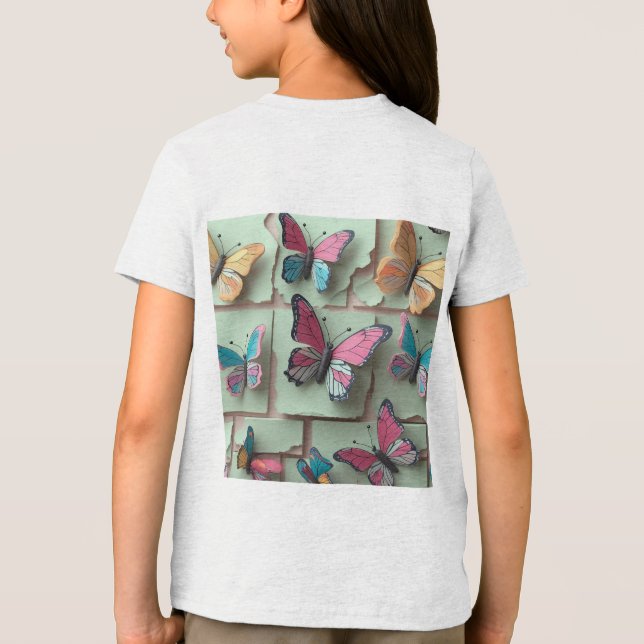 Dreamy Watercolor Butterfly T - Shirt für Kinder (Rückseite)