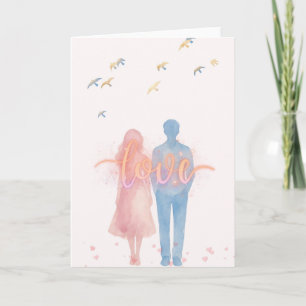 Dreamy Watercolor Couple Love Card - Romantic Vale Karte