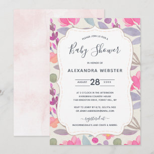 Dreamy Watercolor Floral Babydusche Einladung