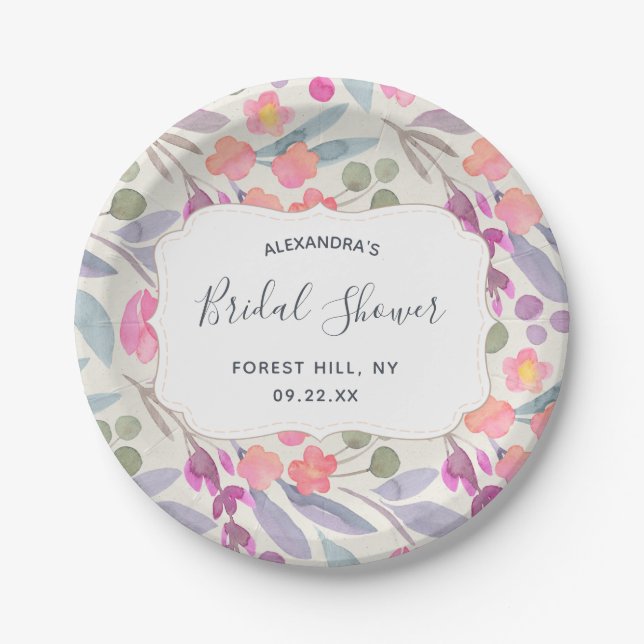 Dreamy Watercolor Floral | BRAUTPARTY Pappteller (Vorderseite)