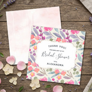 Dreamy Watercolor Floral Brautparty Vielen Dank Dankeskarte