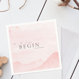 Dreamy Watercolor Mountain Blush Pink Wedding Serviette