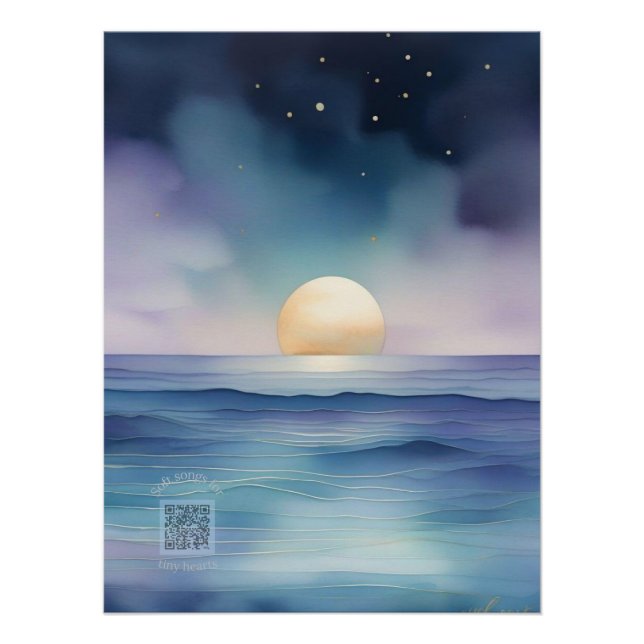 Dreamy Watercolor Ocean at Twilight Nursery Wall Poster (Vorderseite)