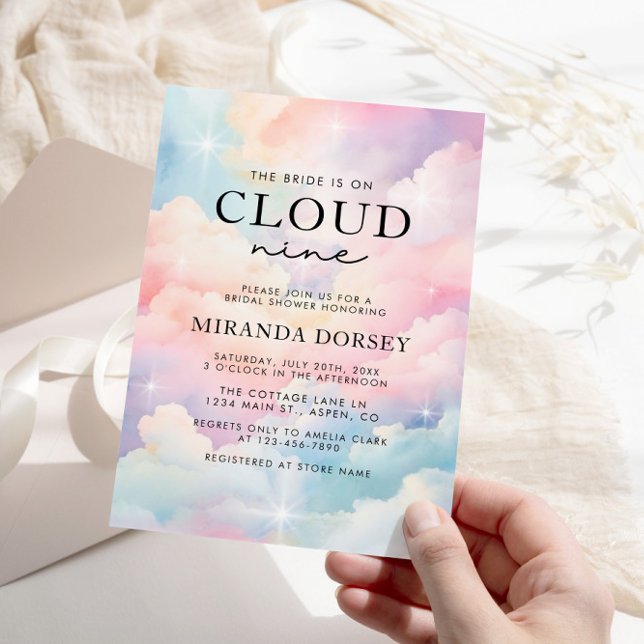 Dreamy Watercolor Pastel Cloud Nine Brautparty Einladung (Von Creator hochgeladen)