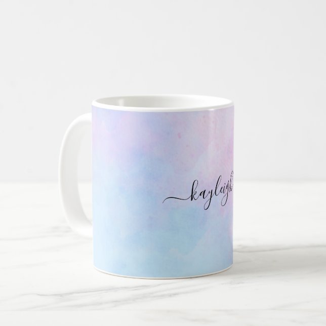 Dreamy Watercolor Pink Blau Türkis Kaffeetasse (Vorderseite Links)