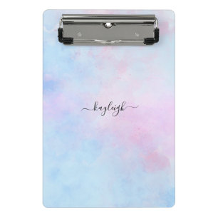 Dreamy Watercolor Pink Blau Türkis Mini Klemmbrett