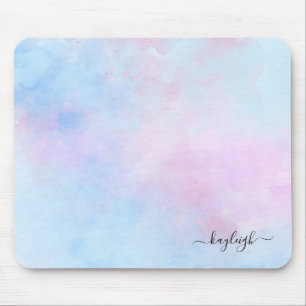 Dreamy Watercolor Pink Blau Türkis Mousepad