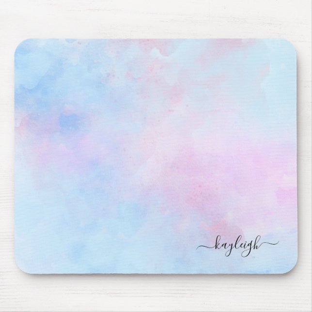 Dreamy Watercolor Pink Blau Türkis Mousepad (Vorne)