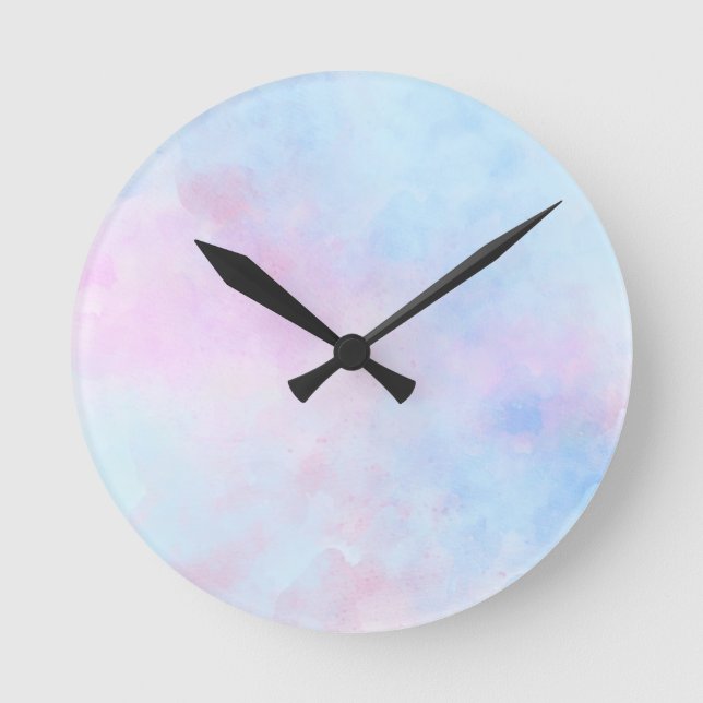 Dreamy Watercolor Pink Blau Türkis Runde Wanduhr (Vorderseite)