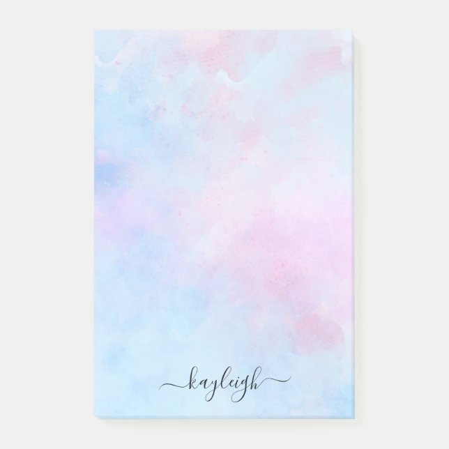 Dreamy Watercolor Pink Blue Türkise Post-it Note Klebezettel (Vorderseite)