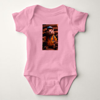 Dreamy Watercolor Realistischer Biber in Arbeitskl Baby Strampler