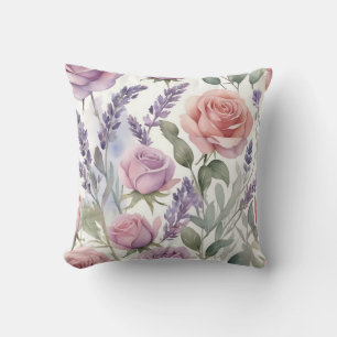 Dreamy Watercolor Rose und Lavender Kissen
