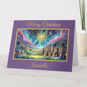 Dreamy Watercolor Star der Bethlehem Weihnachtskar Karte