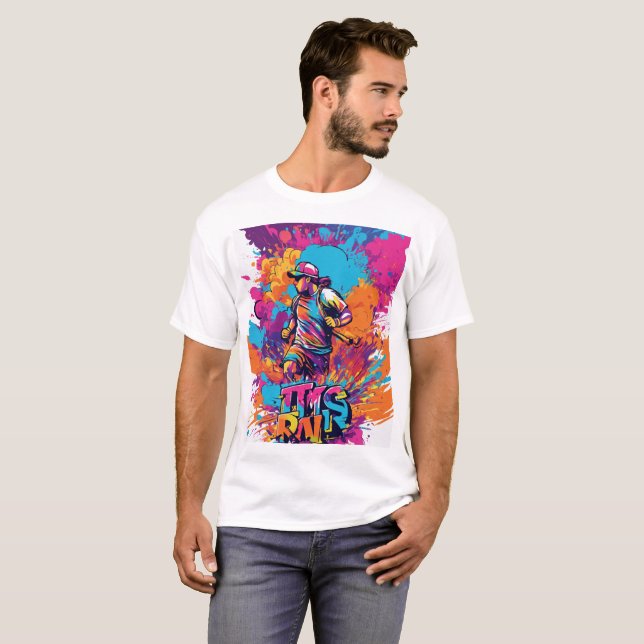 Dreamy Watercolor T - Shirt mit künstlerischem Fla (Vorne ganz)
