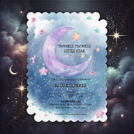 Dreamy Watercolor Twinkle Little Star Baby Dusche Einladung