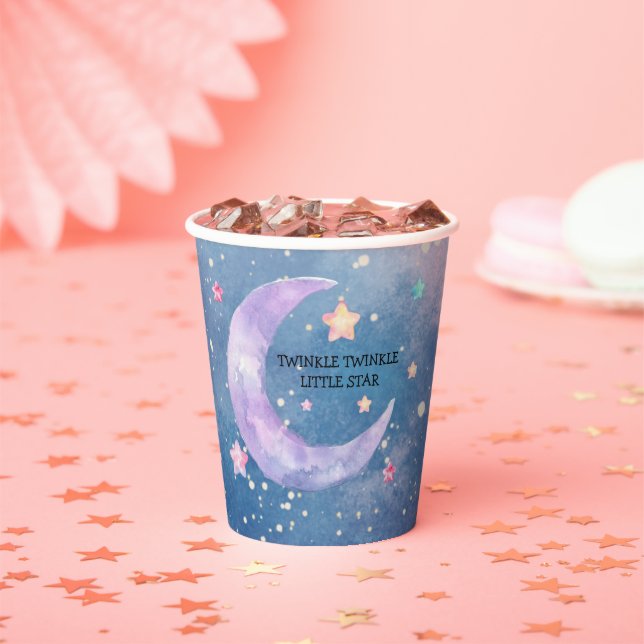Dreamy Watercolor Twinkle Little Star Baby Dusche Pappbecher (Insitu)
