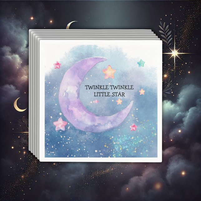 Dreamy Watercolor Twinkle Little Star Baby Dusche Serviette (Von Creator hochgeladen)