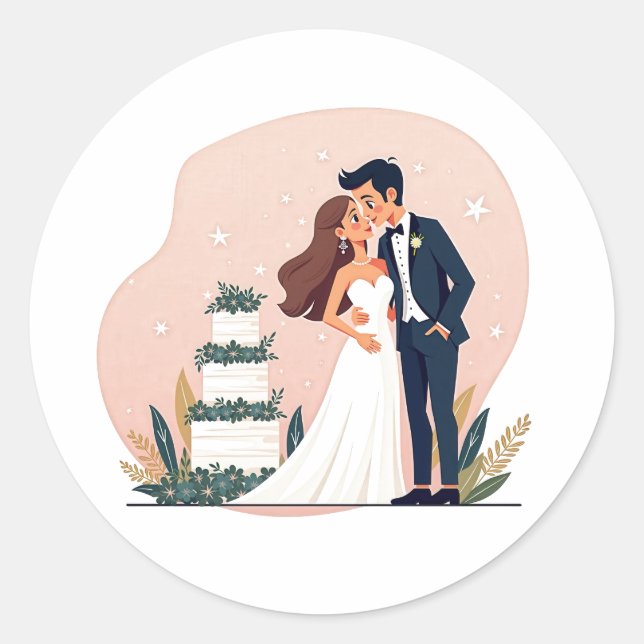 Dreamy Wedding Couples Sticker (Vorderseite)