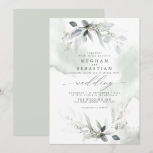 Dreamy Wedding Watercolor Grüne Einladung