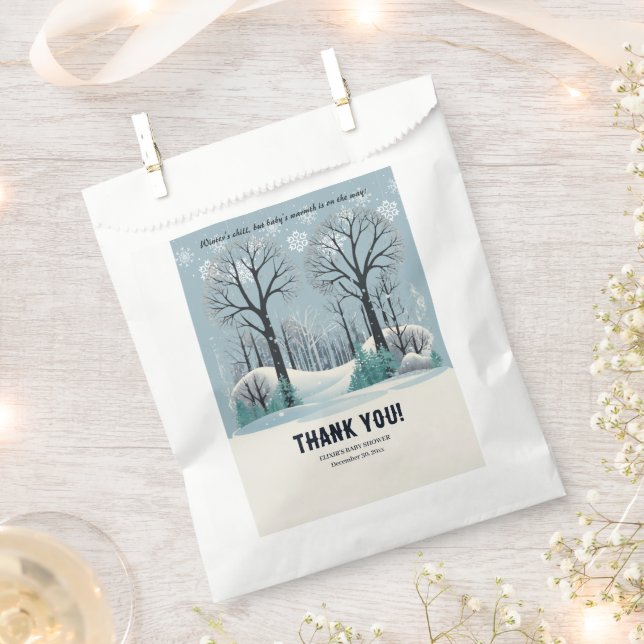 Dreamy Winter Forest Snowflakes Babydusche Geschenktütchen (Ausgeschnitten)