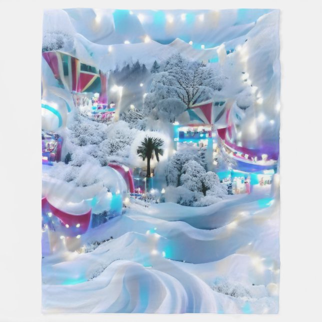 Dreamy Winter Wonderland Lights Fleecedecke (Vorderseite)