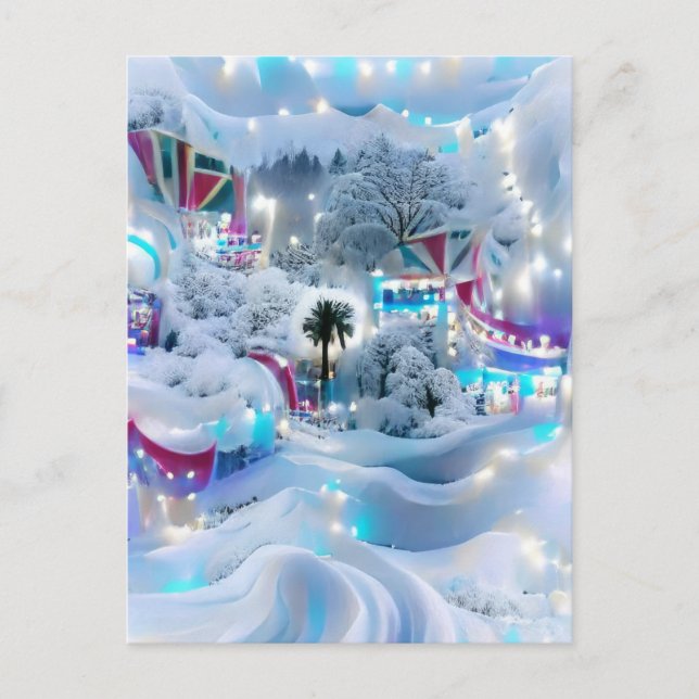 Dreamy Winter Wonderland Lights Postkarte (Vorderseite)