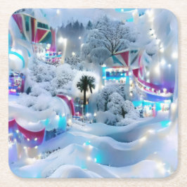 Dreamy Winter Wonderland Lights Rechteckiger Pappuntersetzer