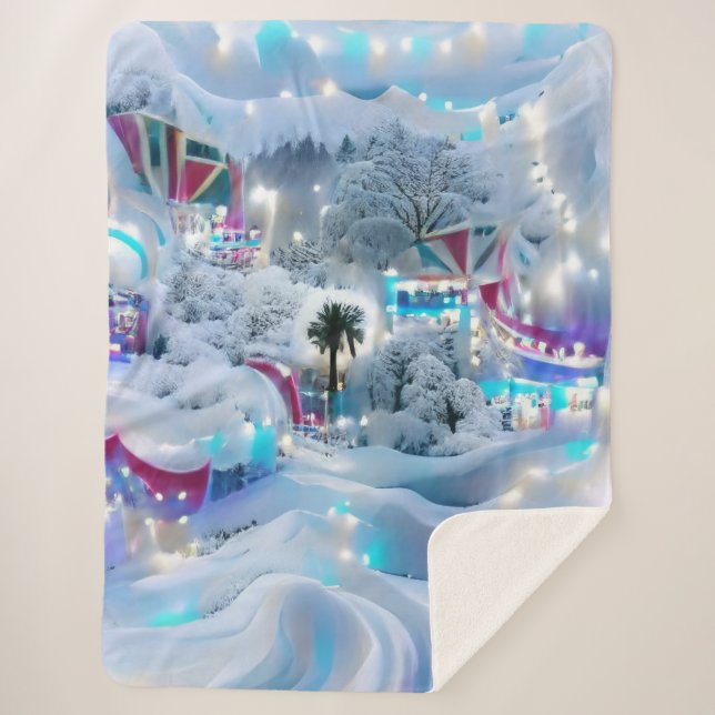 Dreamy Winter Wonderland Lights Sherpadecke (Vorderseite)