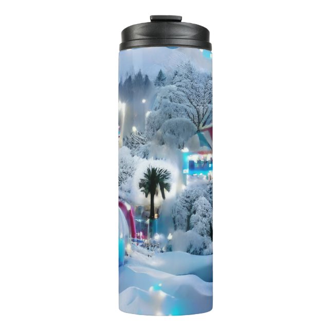 Dreamy Winter Wonderland Lights Thermosbecher (Vorderseite)