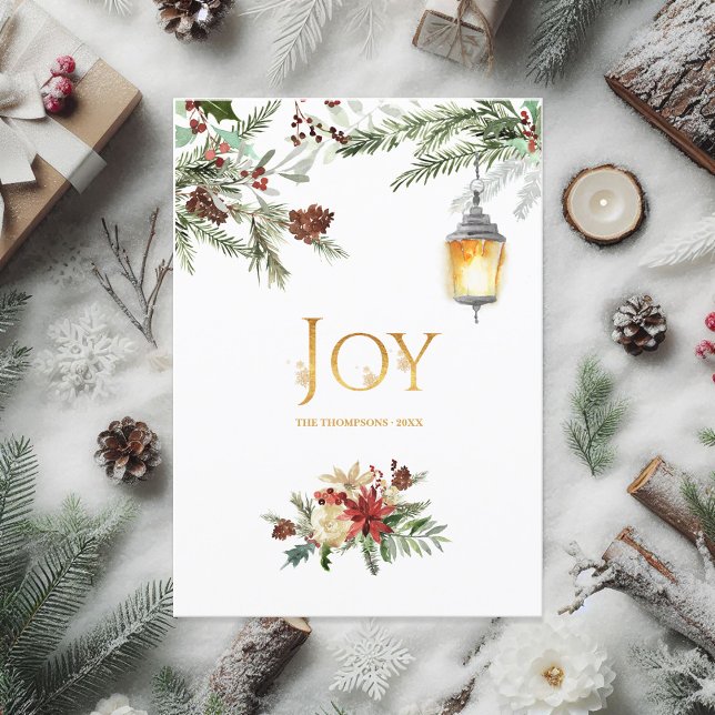 Dreamy Woodland Evergreen Holiday Foto Feiertagskarte (Evergreen - Wintertide Woodland Christmas Photo Holiday Card)