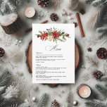Dreamy Woodland Evergreen Winter Wedding Menükarte<br><div class="desc">Feiern Sie Ihre Winterhochzeit mit diesem wunderschön gestalteten Menü mit zarten Kiefern- und Fichtenfloralen. Die üppige Vegetation, gepaart mit Aquarellholz und roten Beeren, bringt eine festliche, aber rustikale Touch zu Ihrem Feiertag. Ideal für diejenigen, die ein bezauberndes Waldland oder Winterzeitalter suchen, ergänzt dieses Menüdesign mühelos eine traumhafte Winter- oder Weihnachtsfeier....</div>
